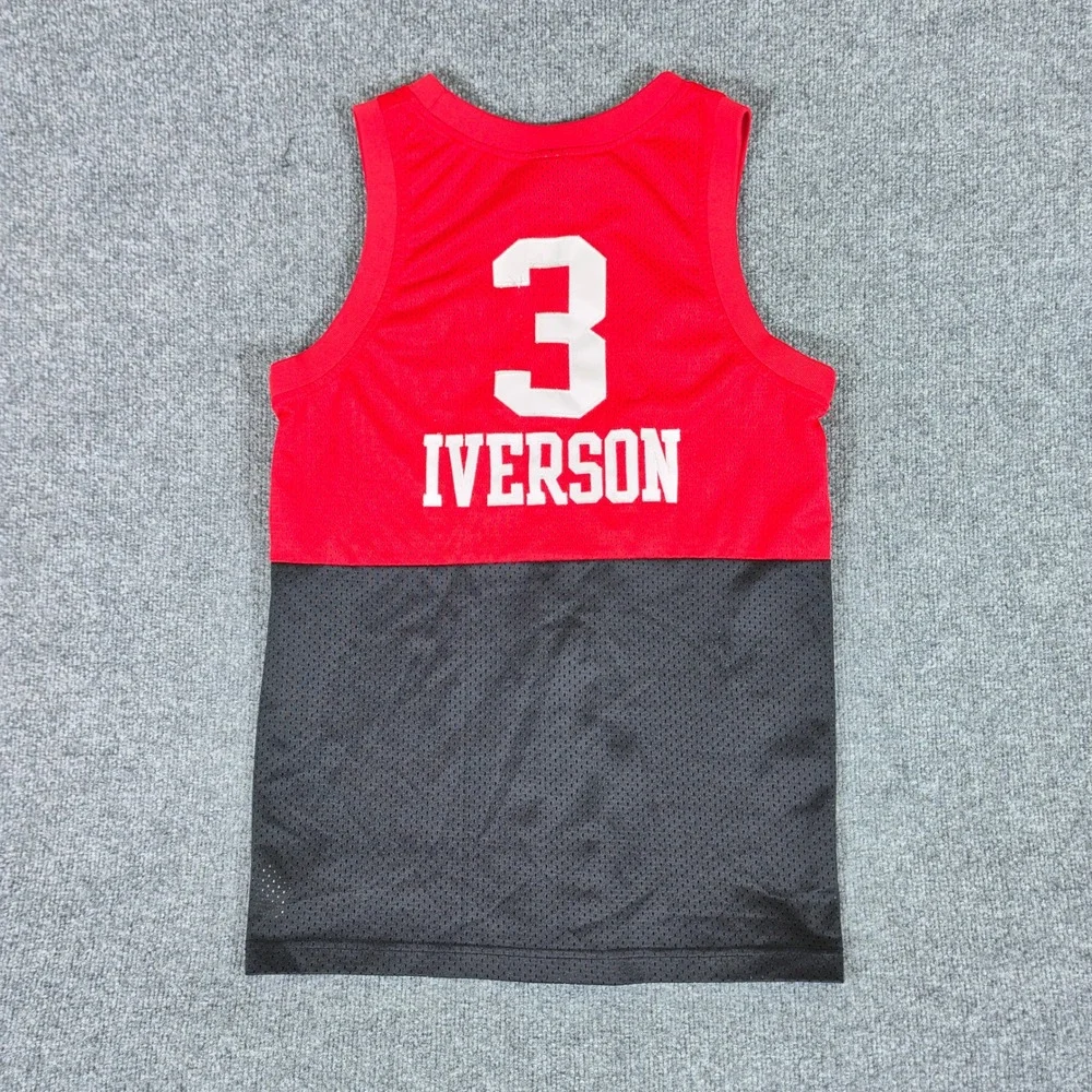 Nike Kids Allen Iverson Philadelphia 76ers Jersey Red Black Size L 3 PHILA NBA